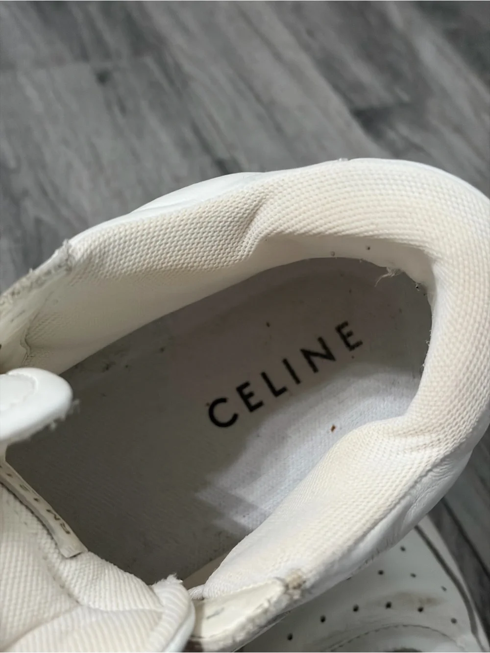 Celine CT-02 Mid Top White Leather Sneakers with Strap